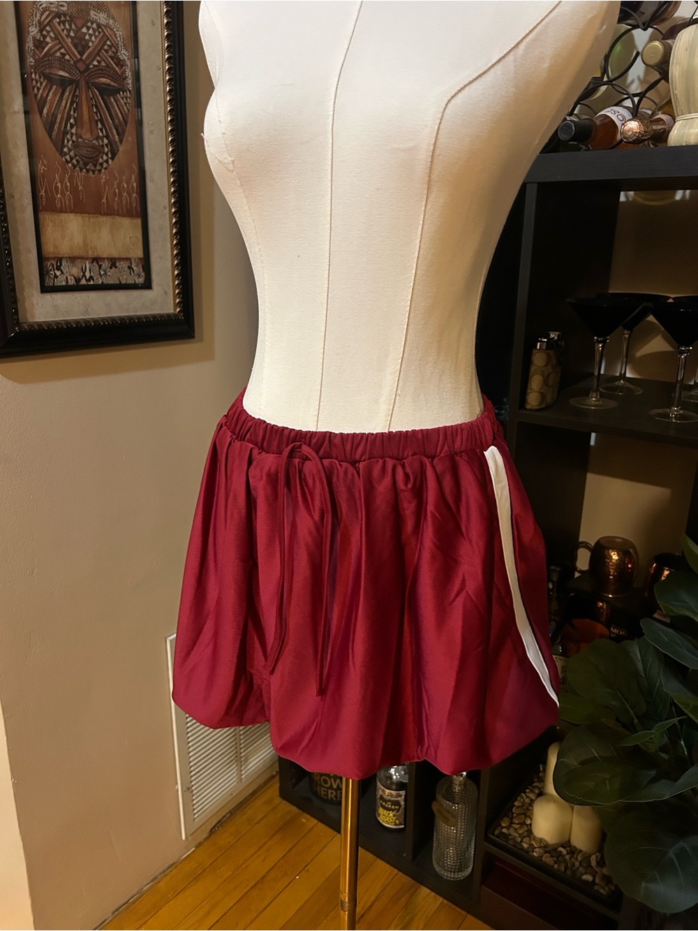 AKIRA Wine Mini Skirt with Elastic Waistband